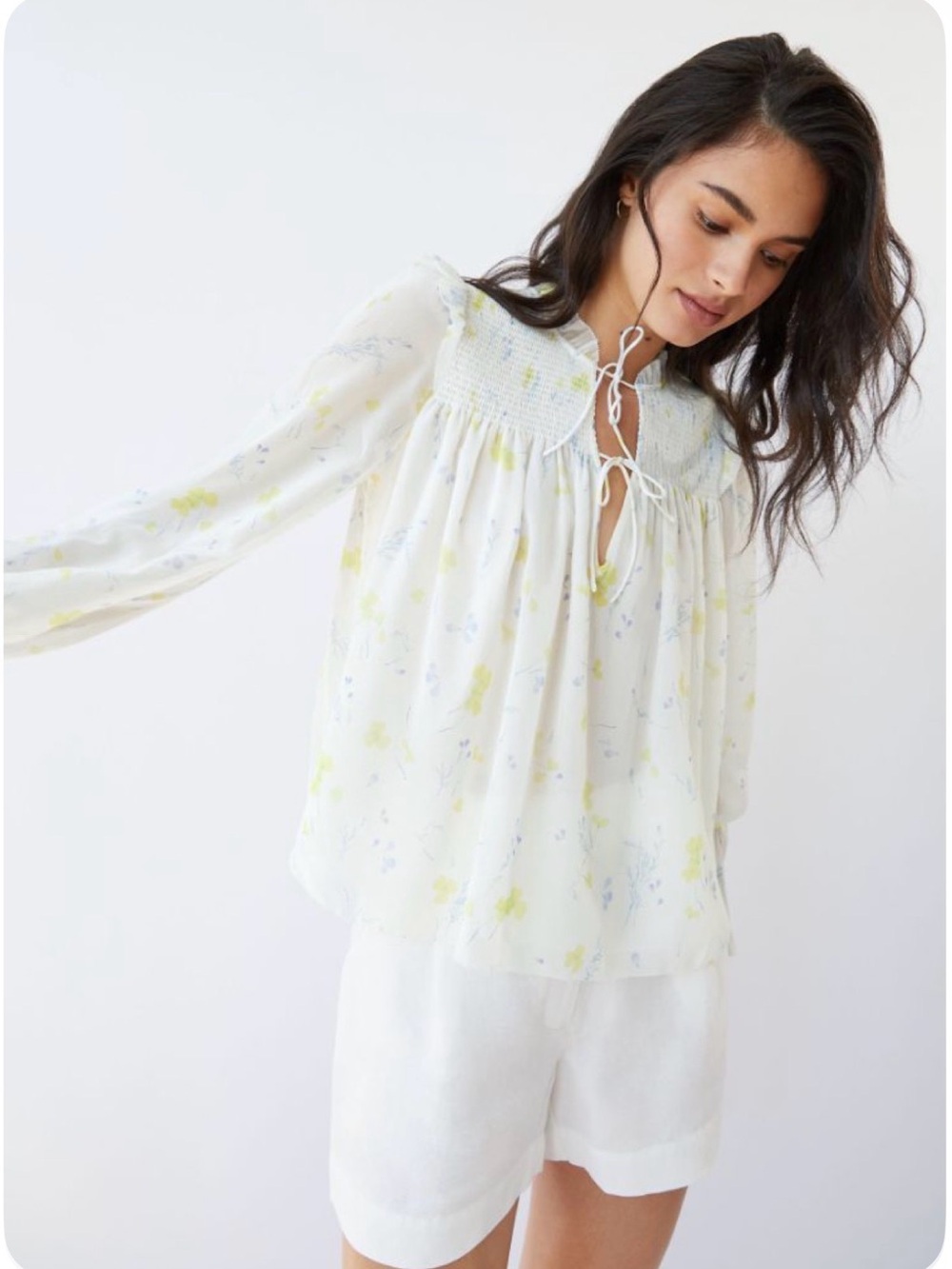 Aritzia Wilfred Castello Floral Tie-Front Blouse